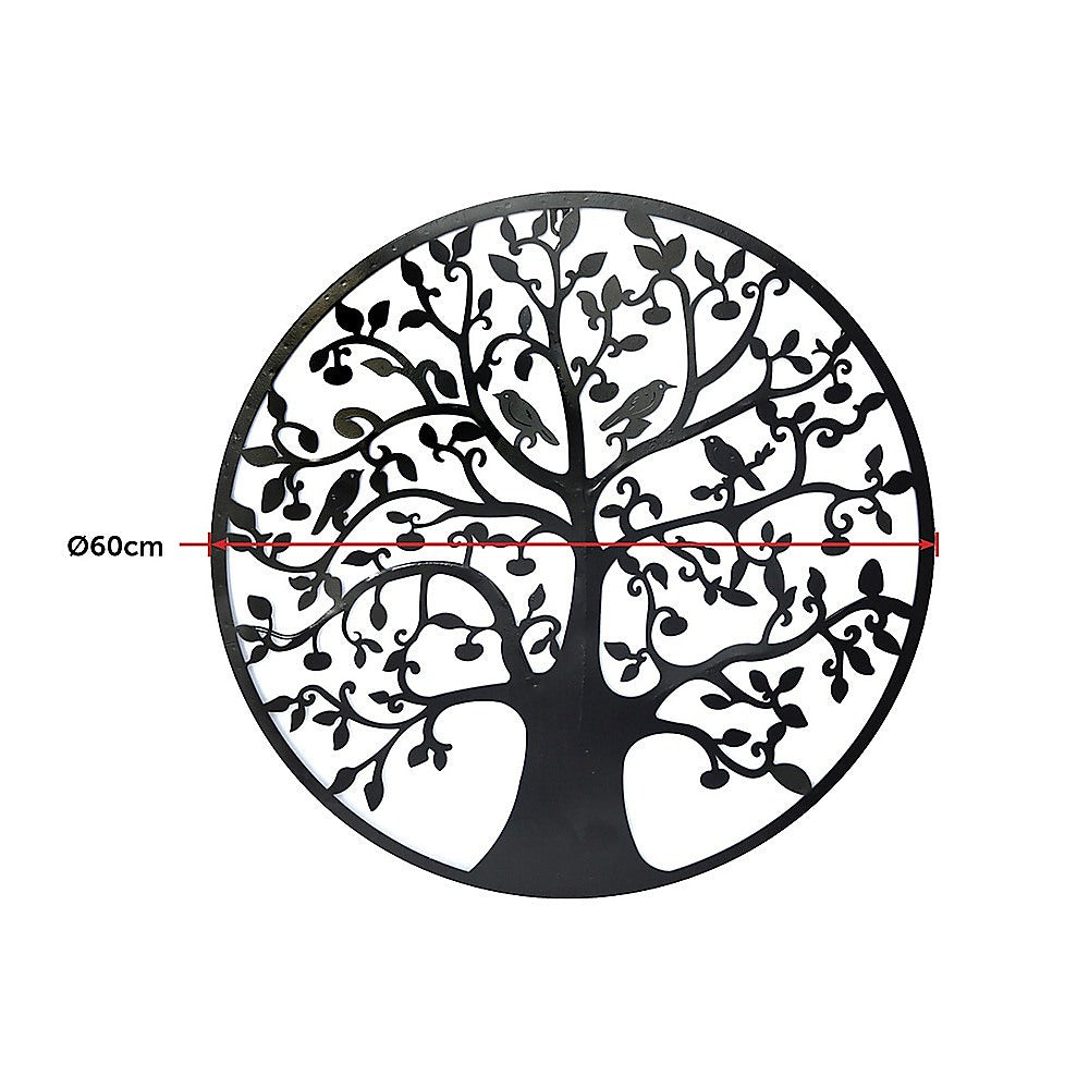 Black Tree of Life Wall Art | Hanging Metal Iron Sculpture Garden 60cm