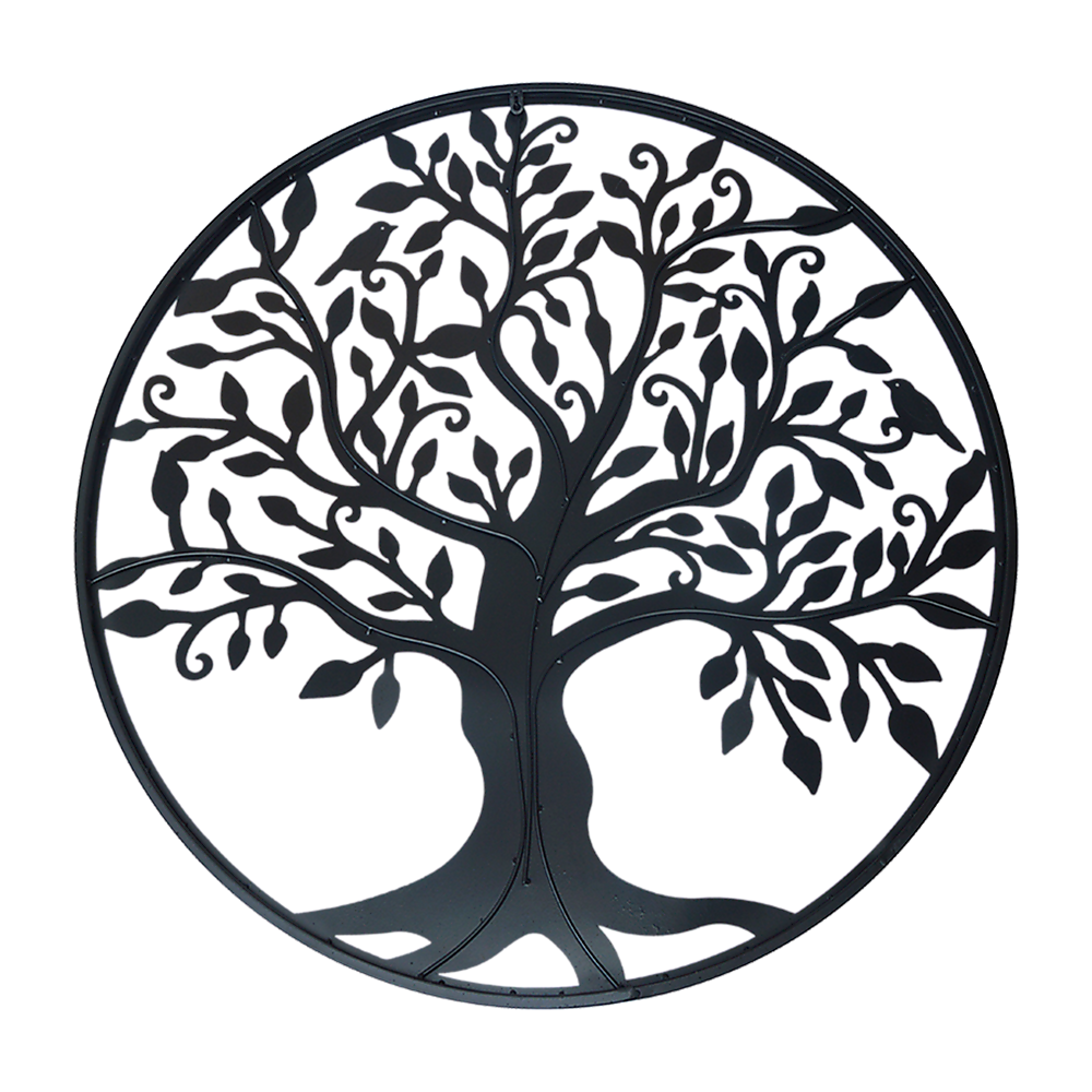 Black Tree of Life Wall Art | Hanging Metal Iron Sculpture Garden 99cm