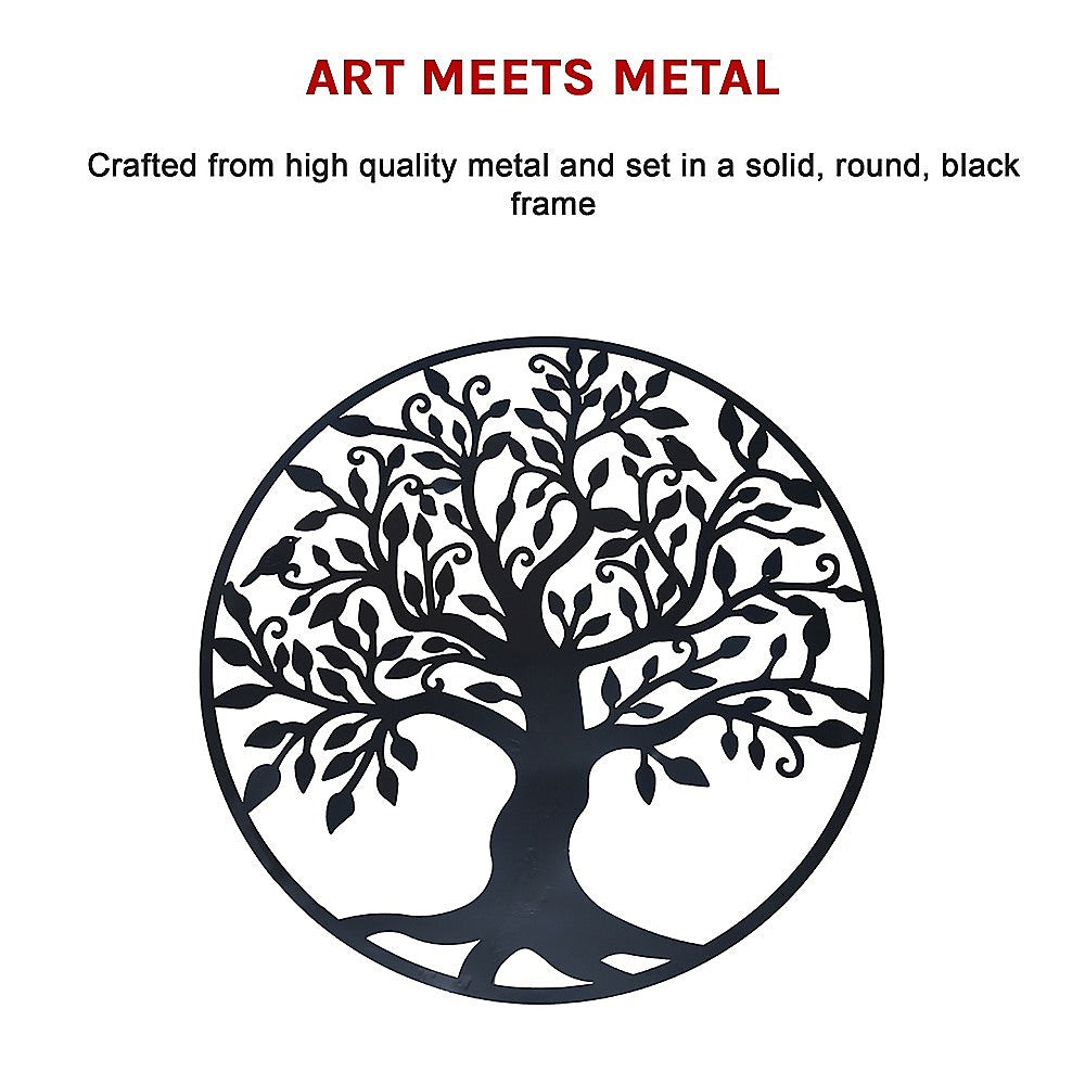 Black Tree of Life Wall Art | Hanging Metal Iron Sculpture Garden 99cm