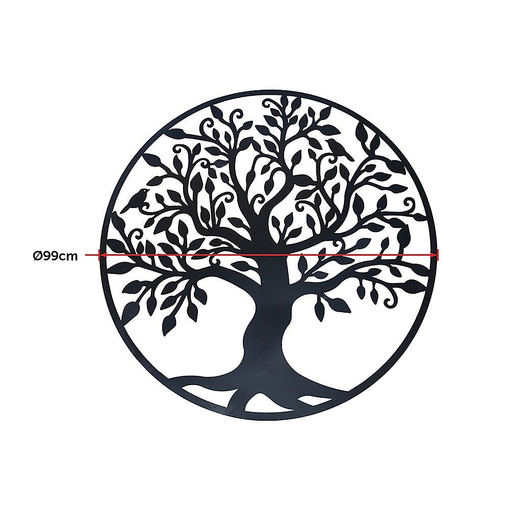 Black Tree of Life Wall Art | Hanging Metal Iron Sculpture Garden 99cm