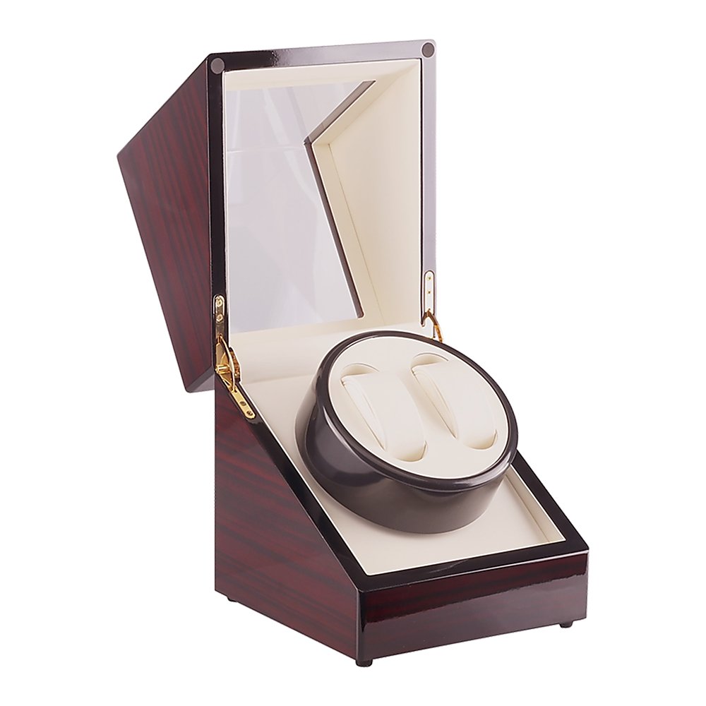 Automatic Dual Watch Winder Wood Display Box Case Motor Rotation Storage
