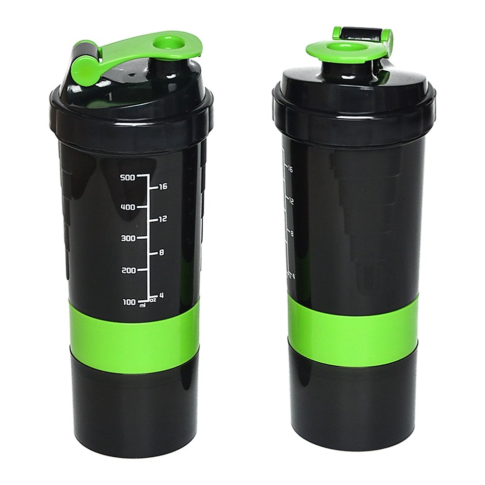 2x Protein Gym Shaker Premium 3 in 1 Smart Style Blender Mixer Cup Bottle Spider