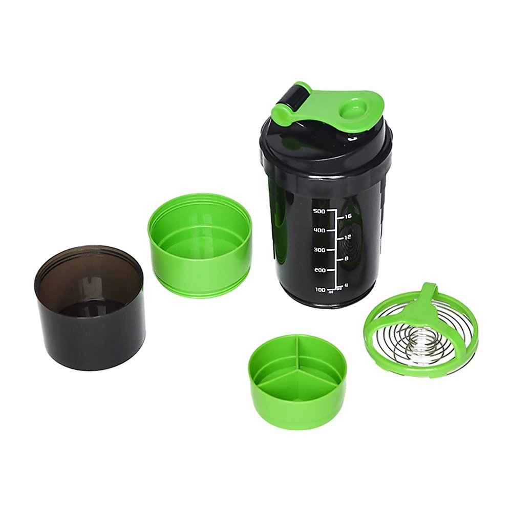 2x Protein Gym Shaker Premium 3 in 1 Smart Style Blender Mixer Cup Bottle Spider