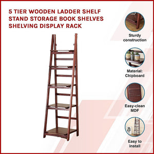 Wooden Ladder Shelf - 5 Tier