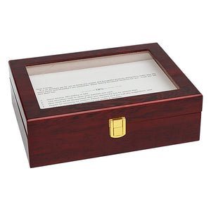 10 Grids Wooden Watch Case Glass Jewellery Storage Holder Box Wood Display