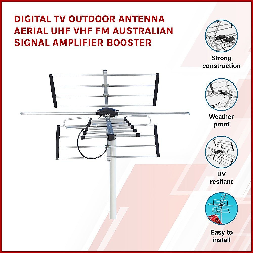 Digital TV Antenna | Outdoor | UHF VHF FM | AUSTRALIAN Signal Amplifier Booster