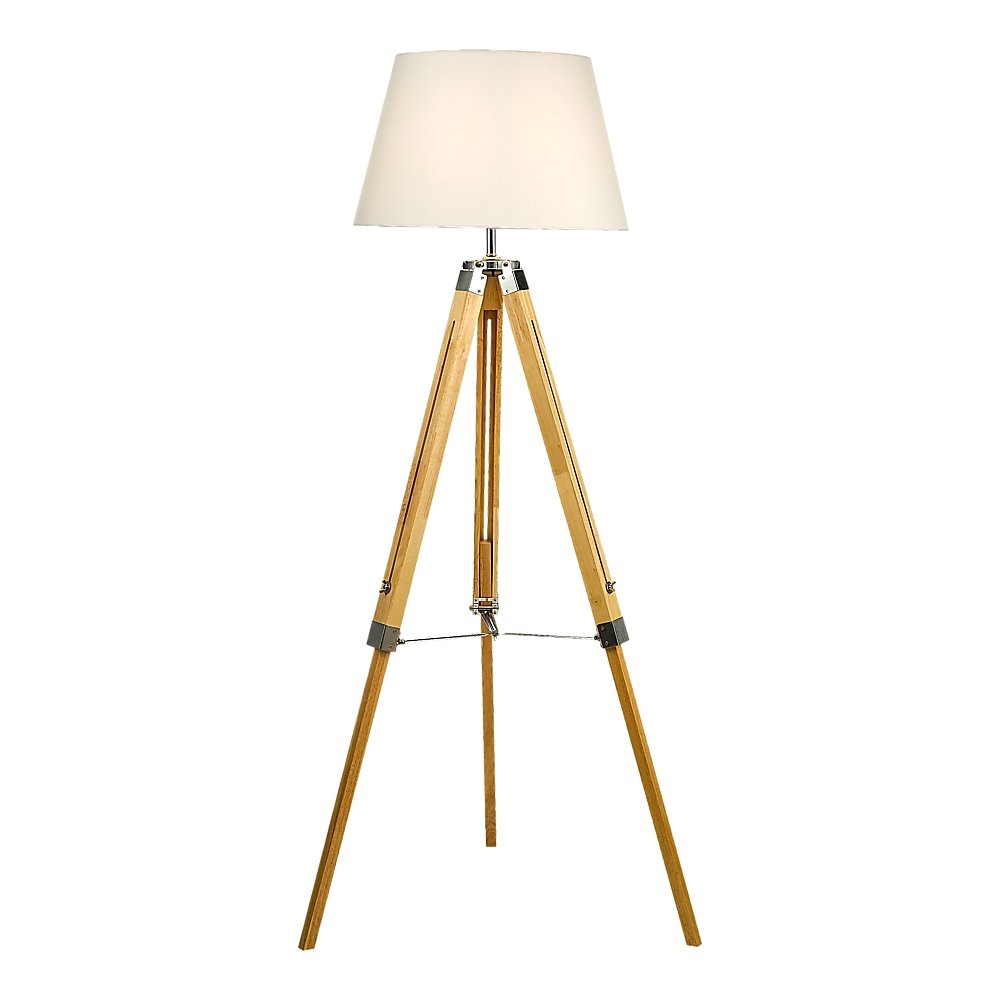 Modern Floor Lamp Wood Tripod Home Bedroom Reading Light 145cm