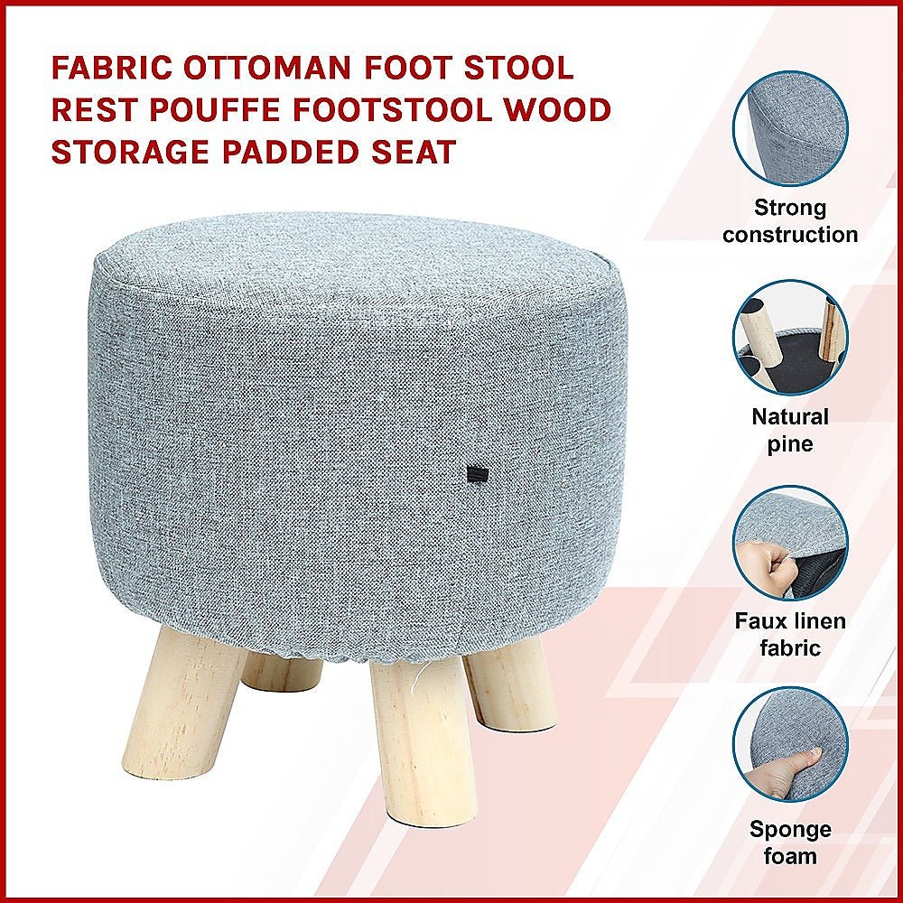 Padded Fabric Ottoman Foot Rest