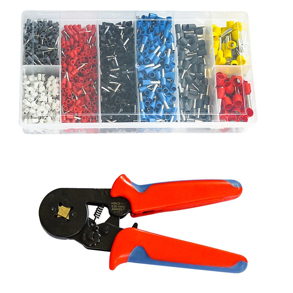 1200Pcs Bootlace Ferrule Crimper kit 0.25-10mm2 Cord End Ratchet Crimping Tool