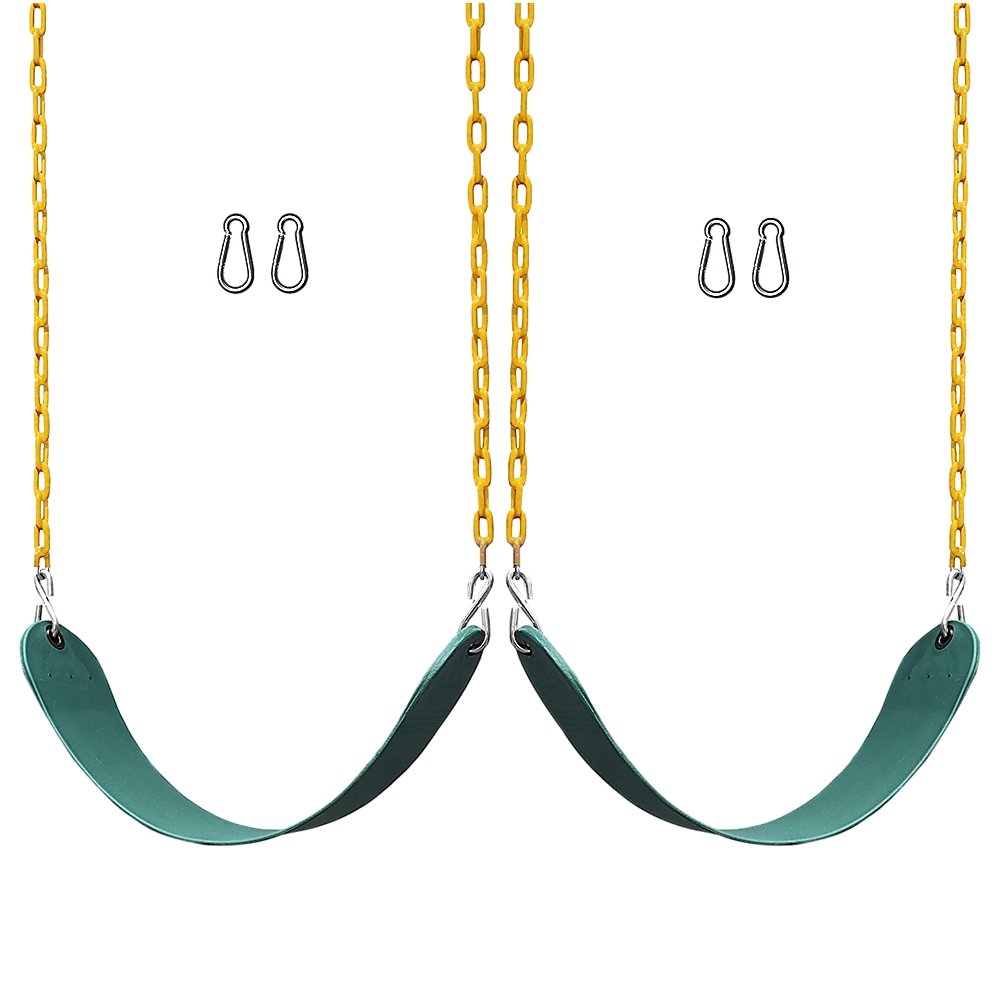 2 Pack Swings Seats Heavy Duty 66" Chain Plastic Coated Playground Swing