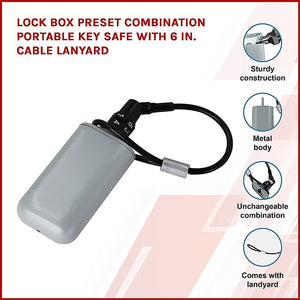 Lock Box Preset Combination Portable Key Safe with 6 in. Cable Lanyard