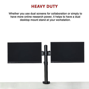 Dual LCD Monitor Desk Mount Stand Adjustable Fits 2 Screens Up To 27"