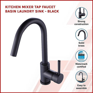 Kitchen Mixer Tap Faucet Basin Laundry Sink - BLACK