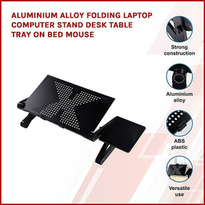 Aluminium Alloy Folding Laptop Computer Stand Desk Table Tray On Bed Mouse