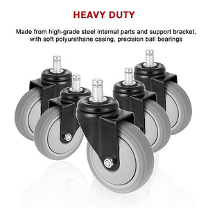 5 x Office Chair Caster Wheels Set Heavy Duty & Safe for All Floors w/Universal Fit