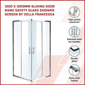 1200 x 1200mm Sliding Door Nano Safety Glass Shower Screen By Della Francesca