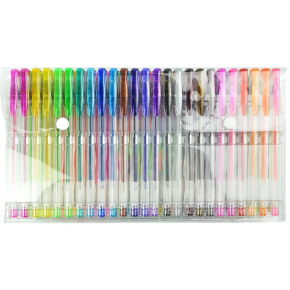 Glitter Gel Pens (100 pack) with 2.5X More Ink - Craft, Kids & Adult Colouring