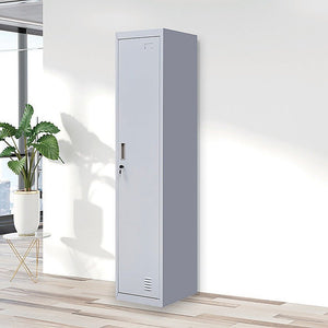 Standard Lock One-Door Office Gym Shed Clothing Locker Cabinet Grey