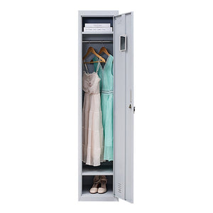 Standard Lock One-Door Office Gym Shed Clothing Locker Cabinet Grey