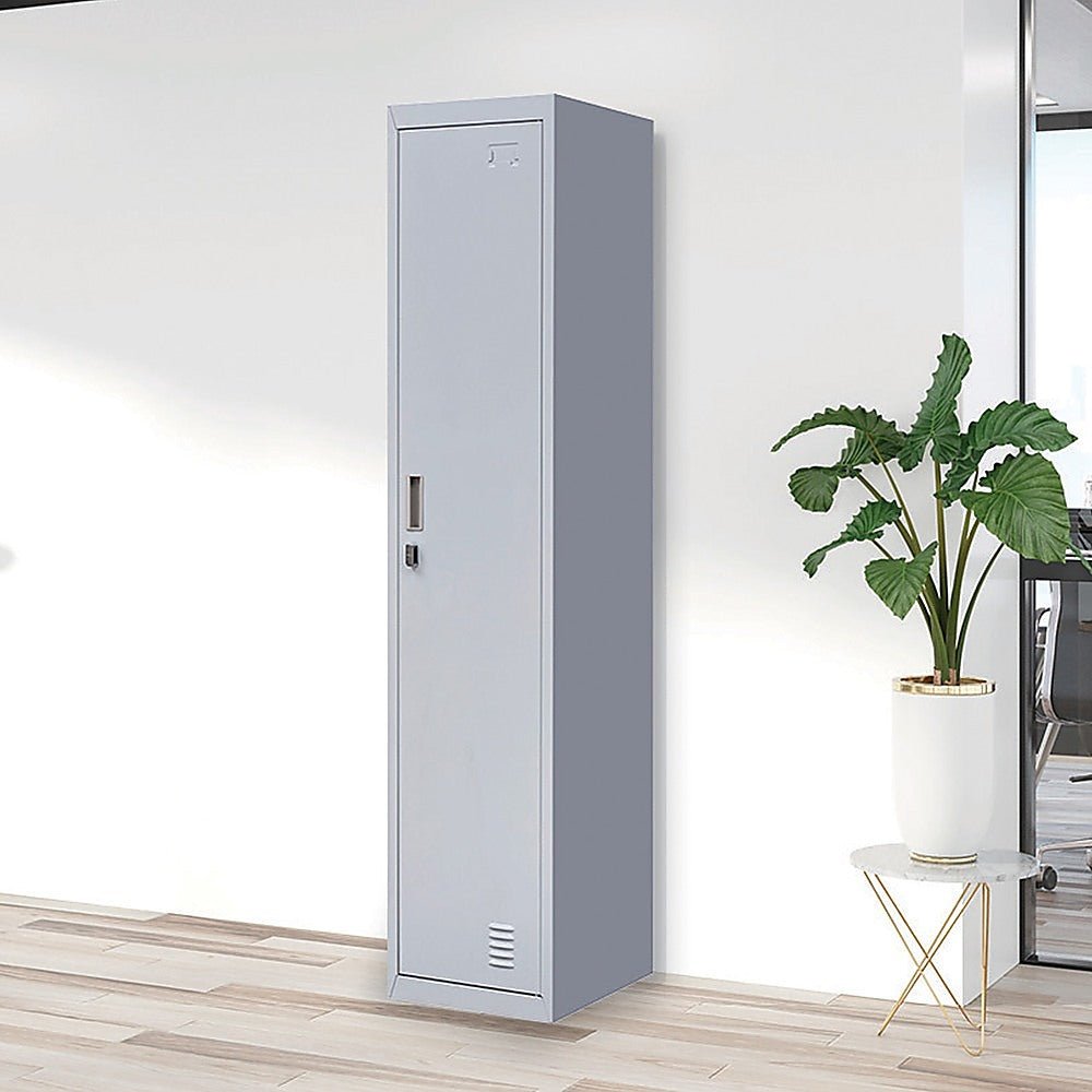 Padlock-operated lock One-Door Office Gym Shed Clothing Locker Cabinet Grey