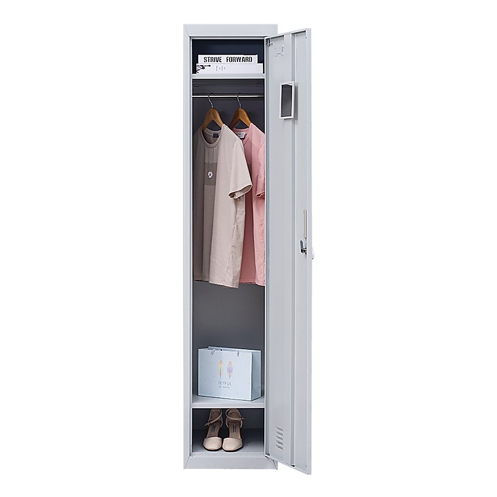 3-Digit Combination Lock One-Door Office Gym Shed Clothing Locker Cabinet Grey