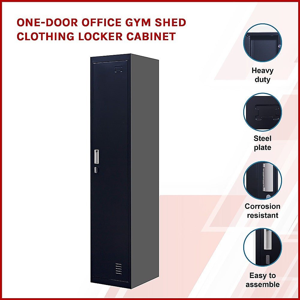 Padlock-operated lock One-Door Office Gym Shed Clothing Locker Cabinet Black