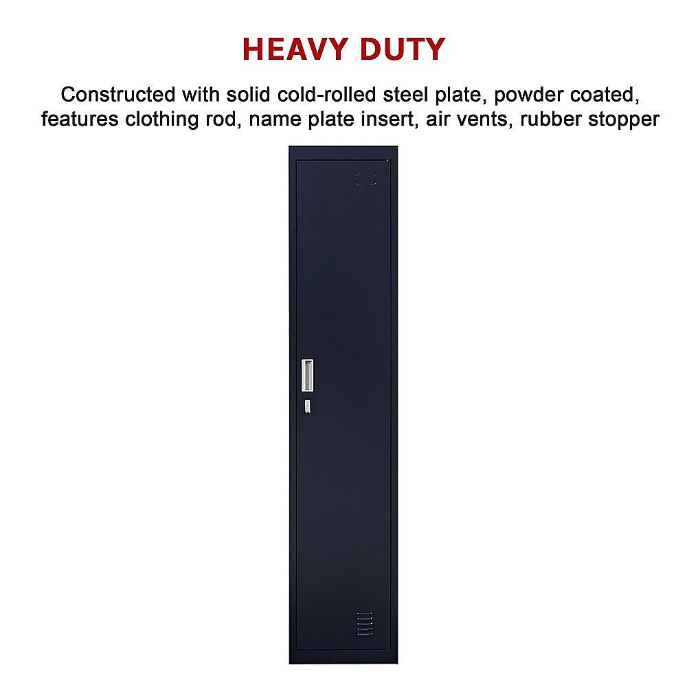 Padlock-operated lock One-Door Office Gym Shed Clothing Locker Cabinet Black