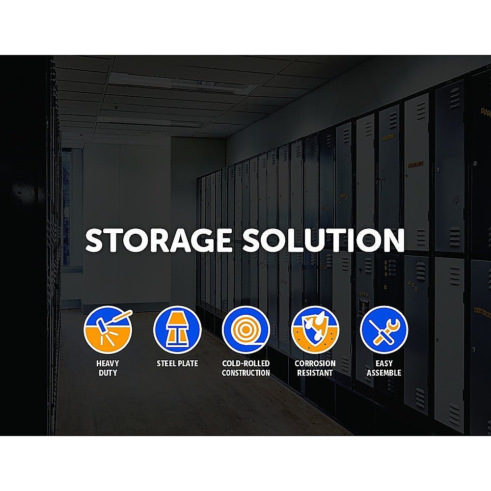 4-Digit Combination Lock 2-Door Vertical Locker for Office Gym Shed School Home Storage Grey