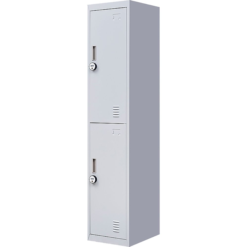 4-Digit Combination Lock 2-Door Vertical Locker for Office Gym Shed School Home Storage Grey