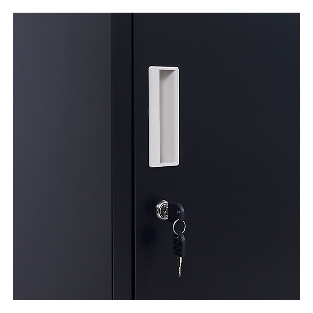 Standard Lock 2-Door Vertical Locker for Office Gym Shed School Home Storage Black