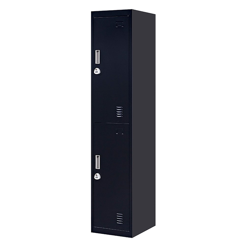 3-Digit Combination Lock 2-Door Vertical Locker for Office Gym Shed School Home Storage Black