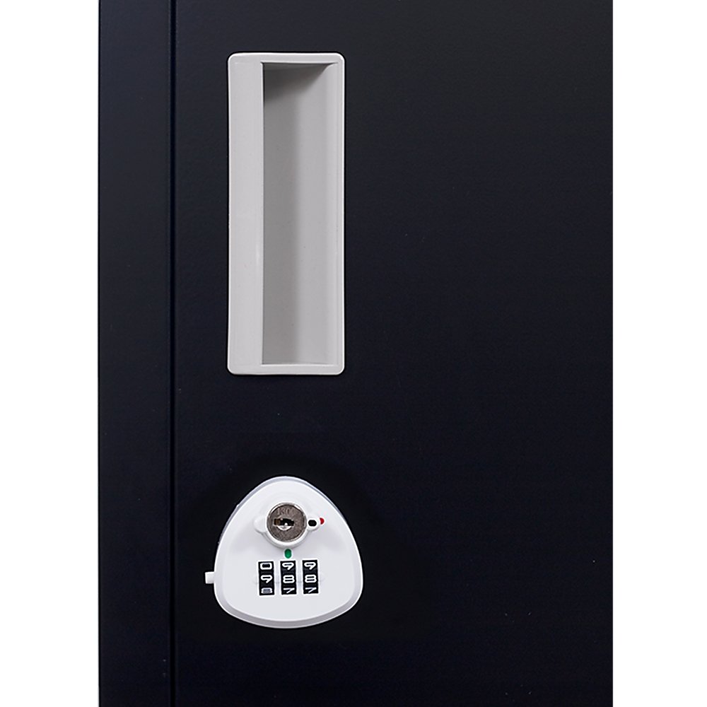 3-Digit Combination Lock 2-Door Vertical Locker for Office Gym Shed School Home Storage Black