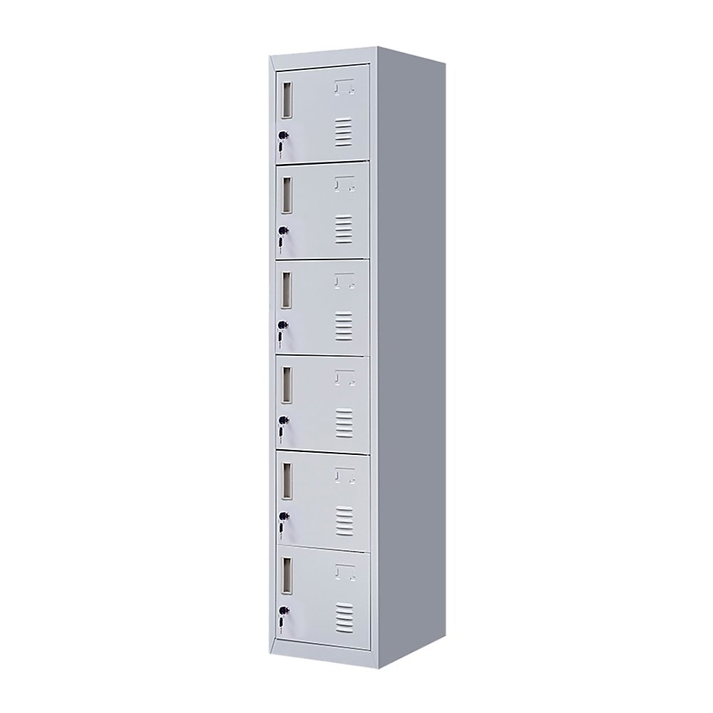 Standard Lock 6-Door Locker for Office Gym Shed School Home Storage Grey