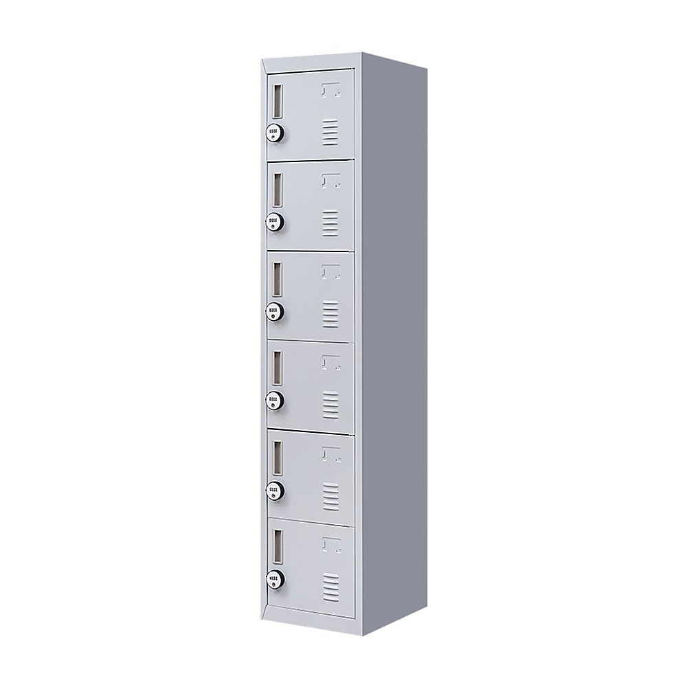 4-Digit Combination Lock 6-Door Locker for Office Gym Shed School Home Storage Grey