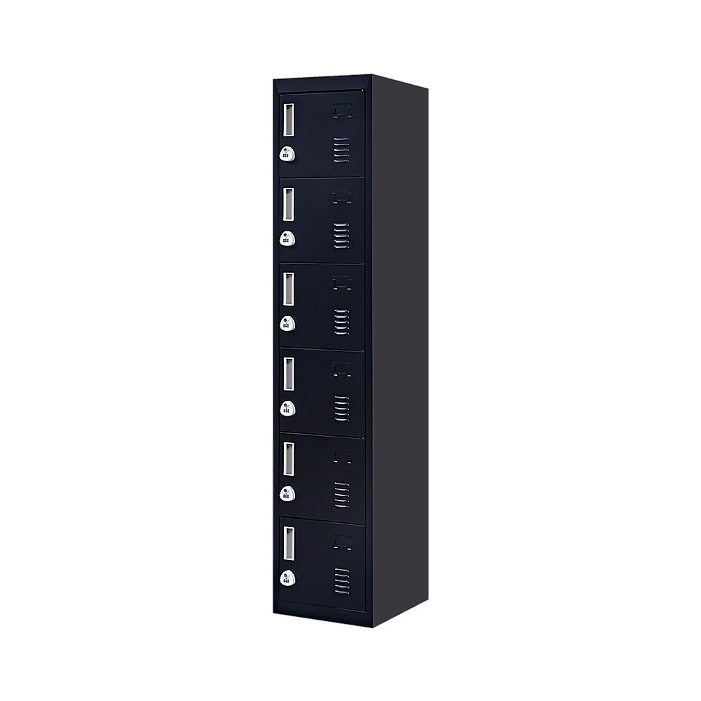 3-Digit Combination Lock 6-Door Locker for Office Gym Shed School Home Storage Black