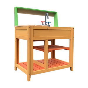 Children’s Outdoor Play Mud Kitchen Sand Pit with Display Shelf