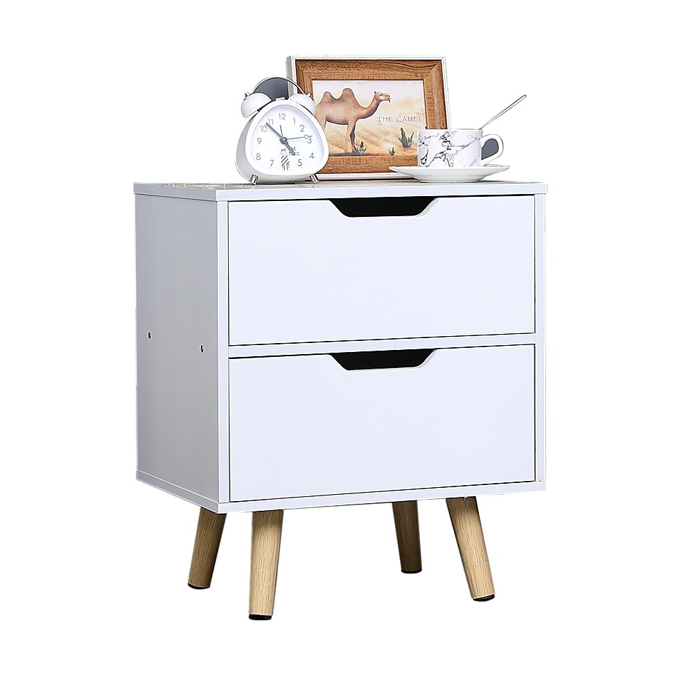 Wooden Bedside Table 2 Drawers Cabinet Storage Night Stand