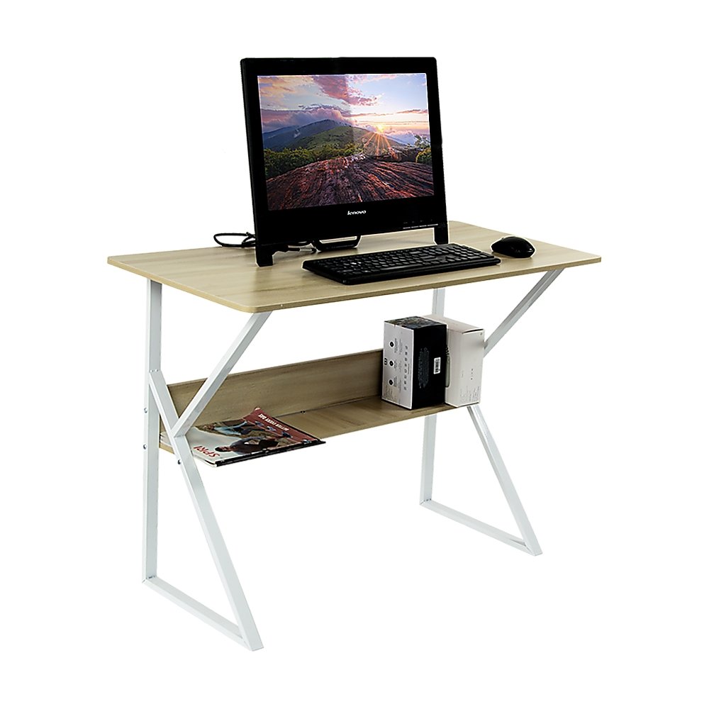 Wood & Metal Computer Desk With Shelf