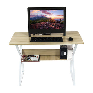Wood & Metal Computer Desk With Shelf