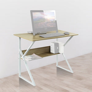 Wood & Metal Computer Desk With Shelf