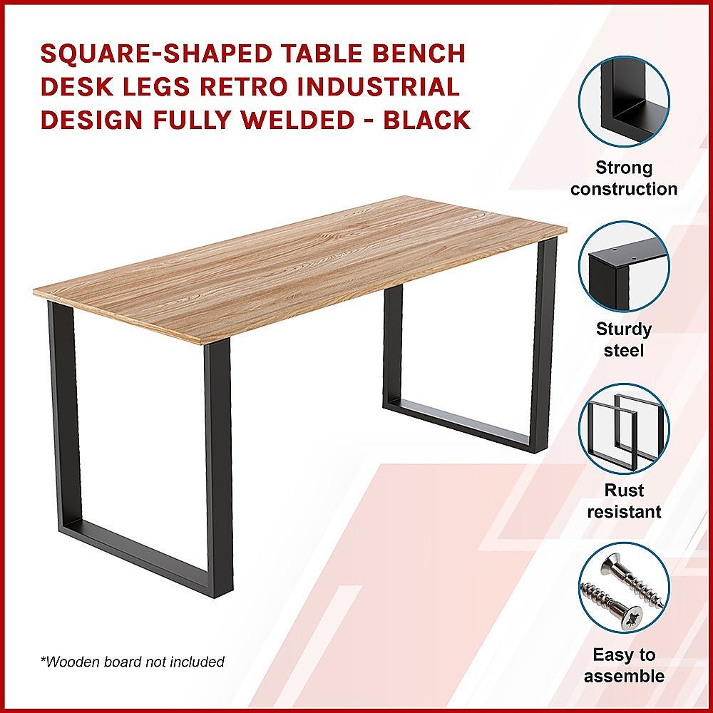 Square Table Bench Desk With Welded Black Legs