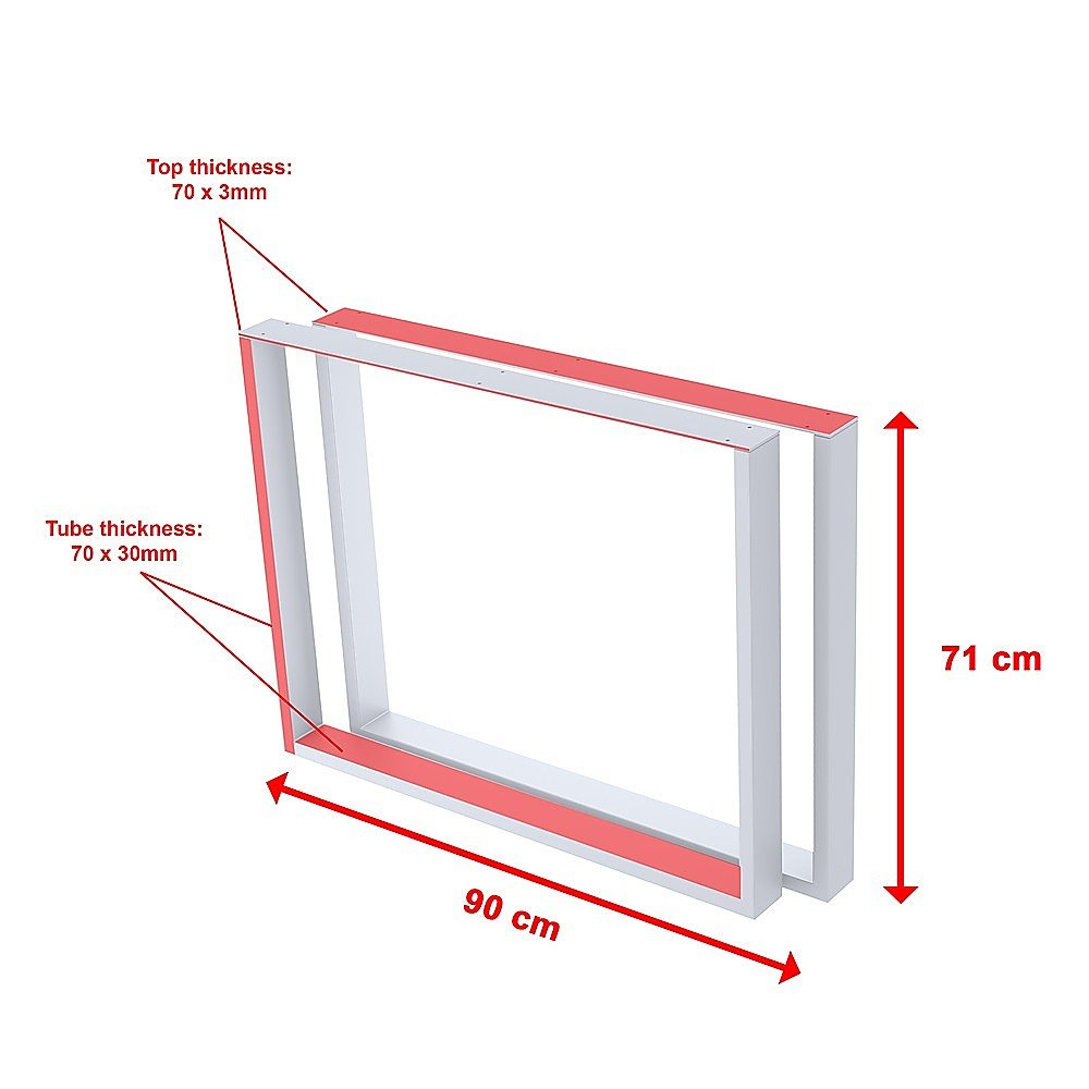 Rectangular Shaped Table Bench Desk Legs Retro Industrial Design Fully Welded - White