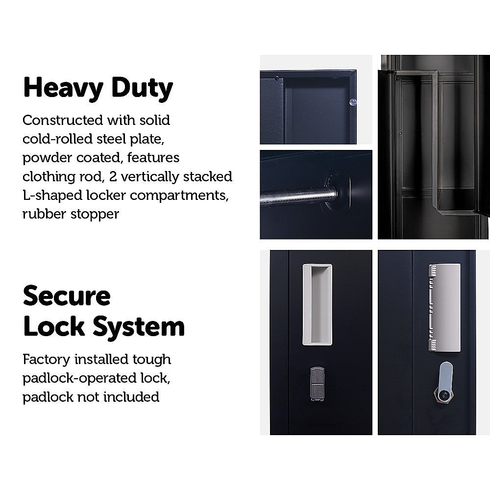 Black Two-Door L-shaped Office Gym Shed Storage Lockers