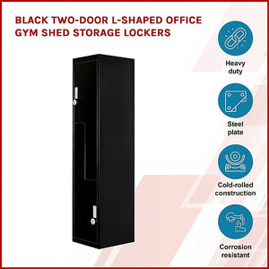 Black Two-Door L-shaped Office Gym Shed Storage Lockers