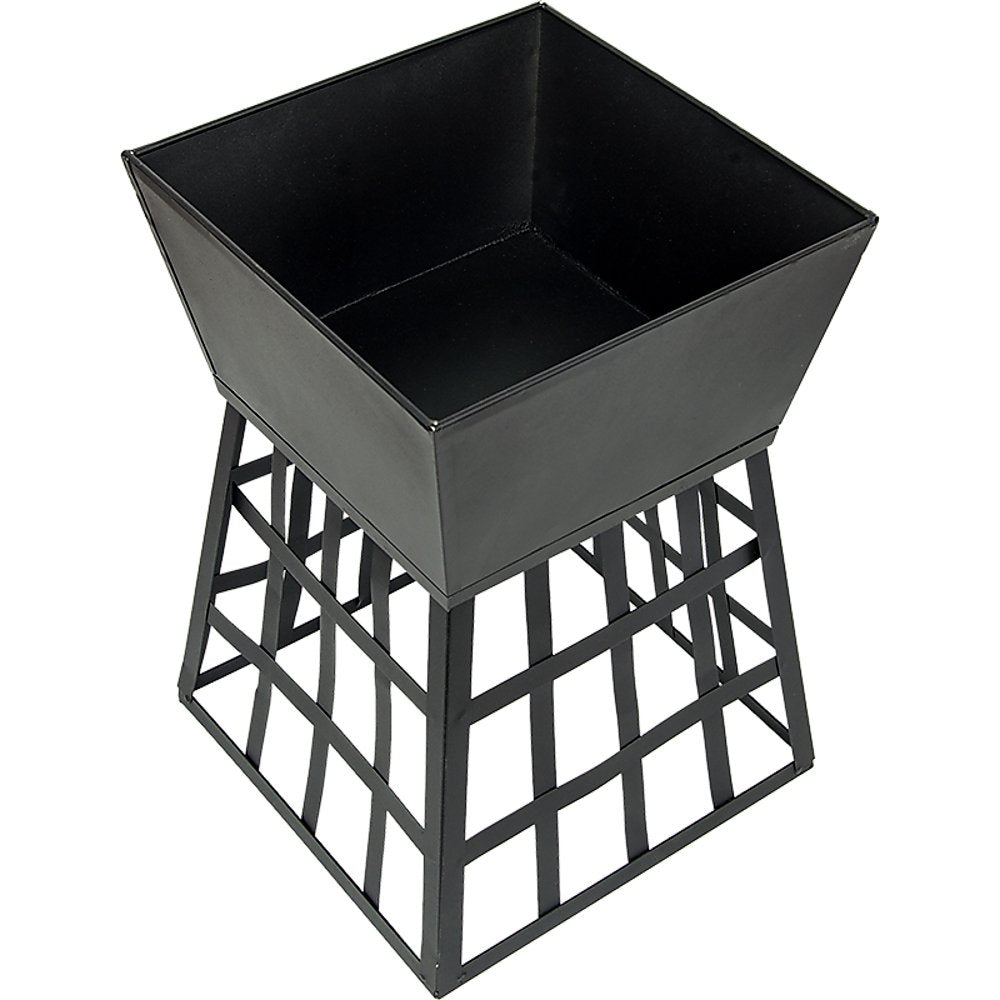 Black Fire Pit Square Log Patio Garden Heater Outdoor Table Top BBQ Camping