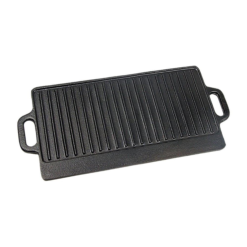 46x22 cm Cast Iron Reversible Griddle Plate BBQ Hob Cooking Grill Pan