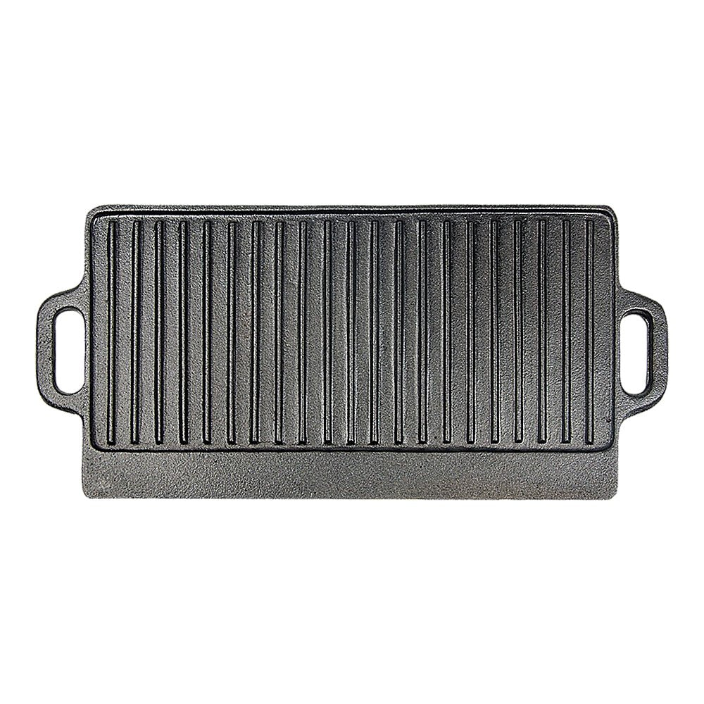 46x22 cm Cast Iron Reversible Griddle Plate BBQ Hob Cooking Grill Pan