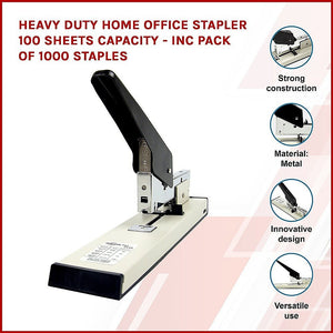Heavy Duty Home Office Stapler 100 sheets capacity - Inc Pack of 1000 staples