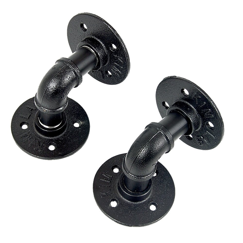 Industrial Black Iron Pipe Bracket Wall Mounted Floating Shelf - Set of 2