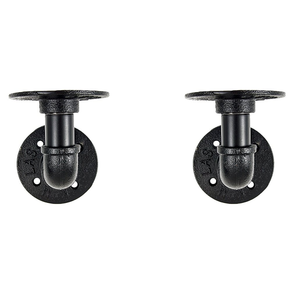 Industrial Black Iron Pipe Bracket Wall Mounted Floating Shelf - Set of 2